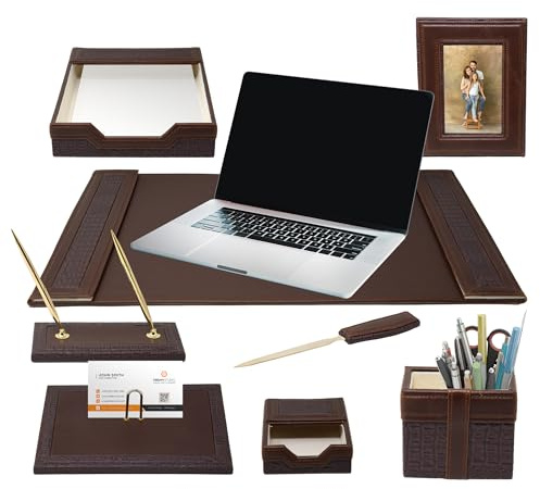 Majestic Goods Office Supply Schreibtisch-Set, Leder, Braun (W940)