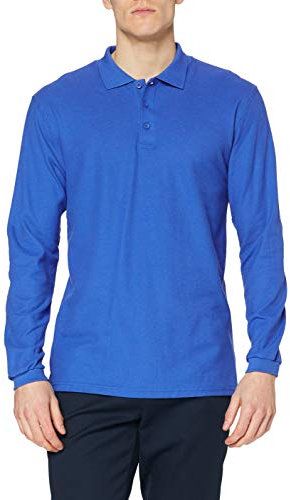 Fruit of the Loom Men's Premium Long Sleeve Polo Shirt, Royal, Medium