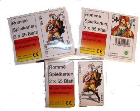 4 x Romme-Spielkarten Rommespiel je 55 Blatt