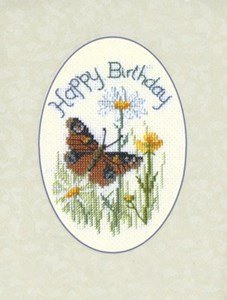 Bothy Threads Greeting Card Cross Stitch Kit Butterfly and Daisy 9x13.3cm DWCDG24 Counted Pattern