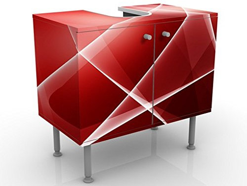Apalis Waschbeckenunterschrank - Red Turbulency - Badschrank Rot, Größe: 55cm x 60cm