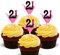 21st Birthday Girl, Edible Cupcake Toppers - Stand-up Wafer Cake Decorations (Pack of 12)