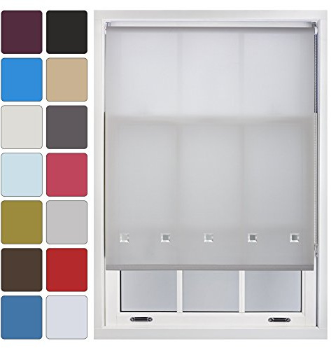 FURNISHED Roller Blind with Square Eyelets Grey Made to Measure up to 240W x 165H cm