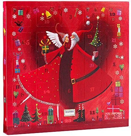 Heilemann Tisch-Adventskalender Mini-Pralinen, 154 g – Edelvollmilch & Edelbitter, 24 Türchen, mit Stellfüßchen zum Aufstellen oder Aufhängen