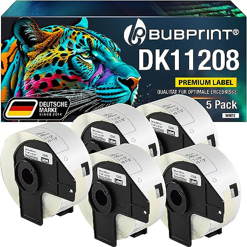 Bubprint 5 Etiketten kompatibel als Ersatz für Brother DK-11208 DK 11208 für P-Touch QL1050 QL1060N QL500BW QL550 QL560 QL570 QL580N QL700 QL710W QL720NW QL810W