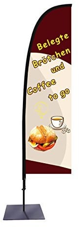 Beachflag Coffee to go Werbefahne F1 über 2m hoch mit Bodenplatte für den Außen- und Innenbereich …