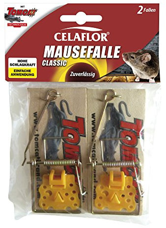 Celaflor Mausefalle Classic, Klassische Mausefallen zur Mäusebekämpfung, 2 Stück