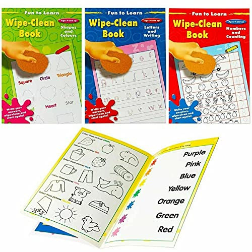 Set of 3 Wipe Clean Books for Age: 4 and up
