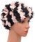 Medifier Cuffia da donna in stile rétro con petali floreali, ideale per piscina (Nero con accenti rosa)