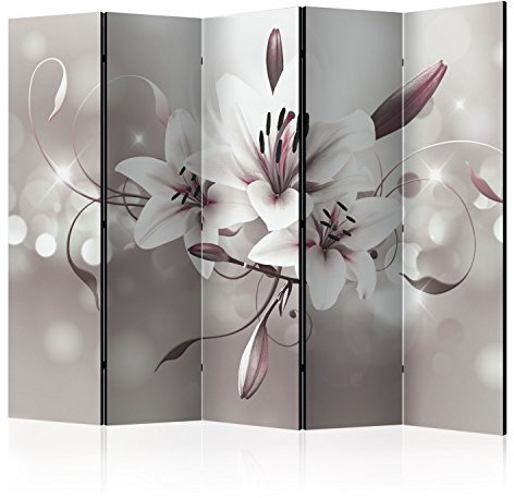 murando - Paravent Raumteiler Lilien Abstrakt, 225x172 cm, 5-teilig, modern