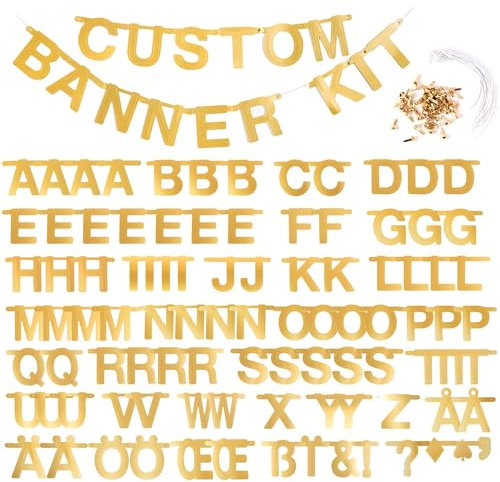 SUNBEAUTY DIY Buchstaben Girlande Gold Buchstabengirlande Alphabet Banner über 100 Letters Party Dekoration Zimmer Deko