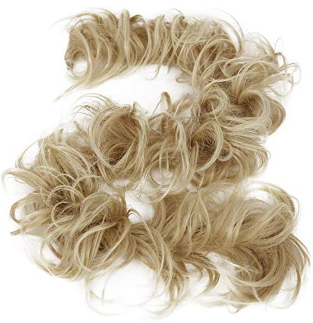 CAISHA XXL Haarteil Haargummi Hochsteckfrisuren Voluminös Gelockt Unordentlich Dutt Hellblond HW26