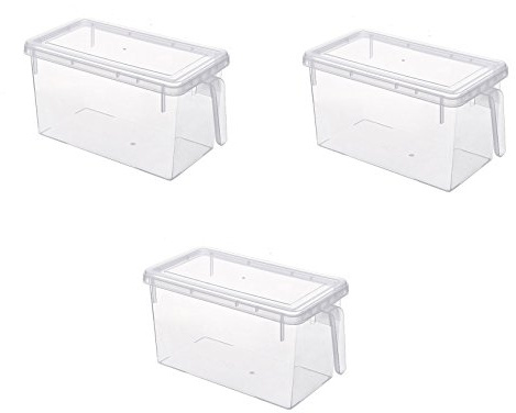 Fridge Organiser Stackable Food Storage Containers with Lids and Handles (3 Pcs)