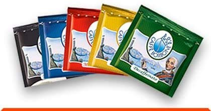 Borbone 5 x 100 dosettes 44 mm. Degustion : 100 dosettes noires, 100 bleues, 100 dorées, 100 dorées.