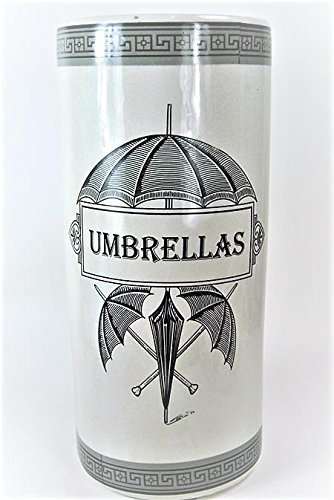 Style vintage Noir et blanc Parapluie canne bâton de marche avec support en céramique