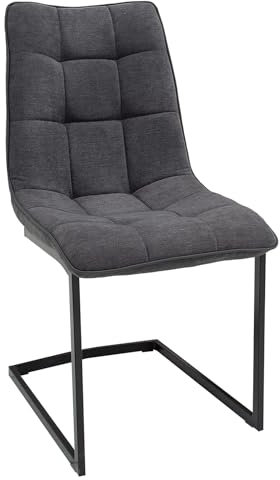 Riess Ambiente Freischwinger Stuhl Miami dunkelgrau Vintage Gestell matt schwarz Esszimmerstuhl Konferenzstuhl