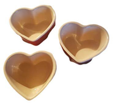 Valentines heart shaped dip bowls 3pk - pink - ramekin - dipping - treat plates -