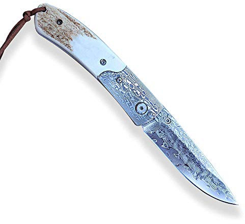 DELLINGER Weidmann VG-10 Damast Taschenmesser & Klappmesser & Damaststahl Messer & Outdoor Damastmesser Folder Knife 8 cm Klinge