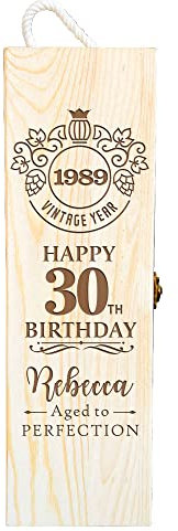 howson london Personalised Engraved Wooden Wine Gift Bottle Box Birthday Gift Red Wine Vintage Chest 18th 21st 30th 40th 50th 60th 80th(Design 1)