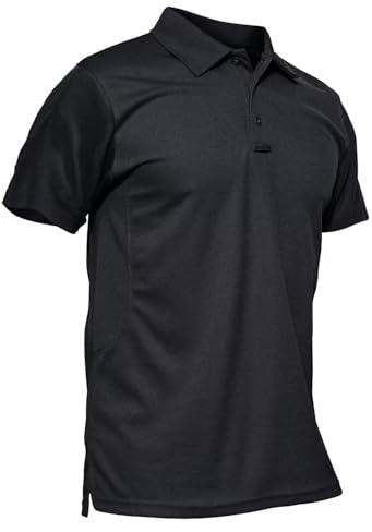 MAGCOMSEN Black Polo Shirts for Men Golf Shirts Pique Polo Shirts Short Sleeve Combat Shirt Tactical Shirt L
