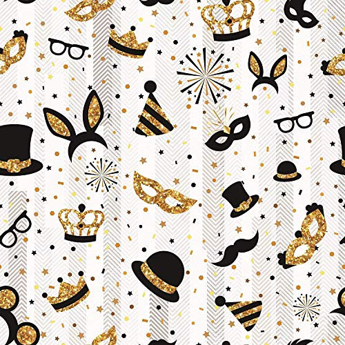 MEWATU Wachstuch Tischdecke Silvester Party Karneval P1100-1 eckig rund oval Größe wählbar (110 x 260 cm eckig (Biertisch XXL))