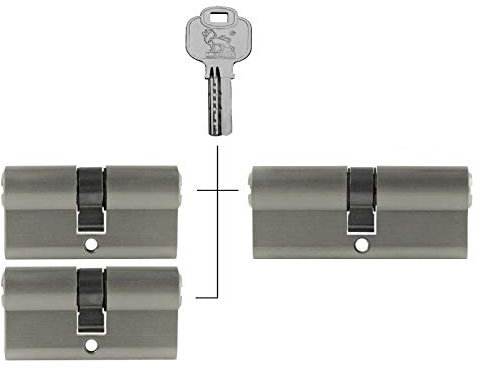 3x Schließzylinder gleichschließend (2x Profilzylinder 60 mm 30/30 + 1x Profilzylinder 70 mm 35/35) mit Not- und Gefahrenfunktion inkl. 5 Schlüssel