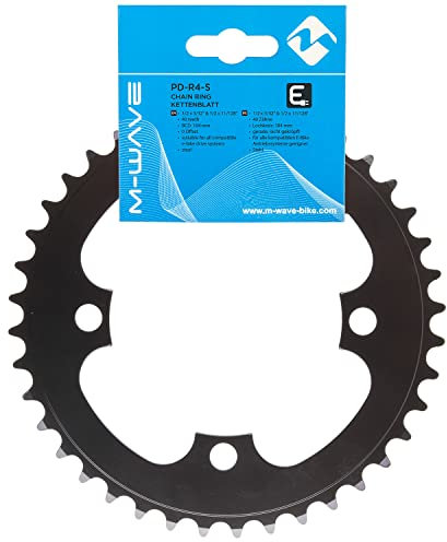 M-Wave Unisex-Adult PD-R4-S E-Bike Kettenblatt, für 1/2 x 3/32 & 11/128 Ketten, für Brose, Bosch, Shimano…, Lochkreis 104 mm, Schwarz, 20 x 20 x 1 cm