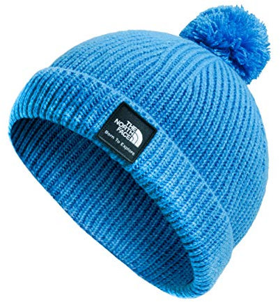 The North Face Littles Box Logo Pom Beanie, Clear Lake Blue, M