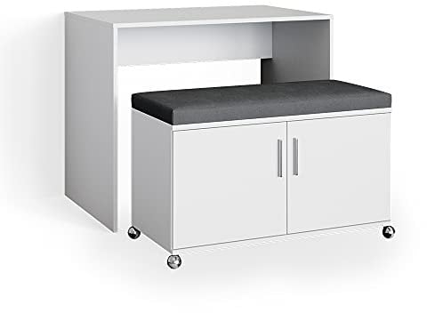 Vicco Schreibtisch Flona, Arbeitstisch für das Büro, Weiß, 93.2 cm