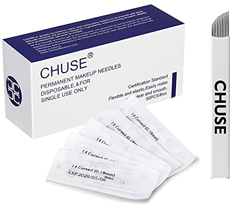 CHUSE 14 Curvo 50 pezzi 0,18 mm Nano Microblading Ago Trucco Permanente Manuale Sopracciglia Tatuaggio Ago