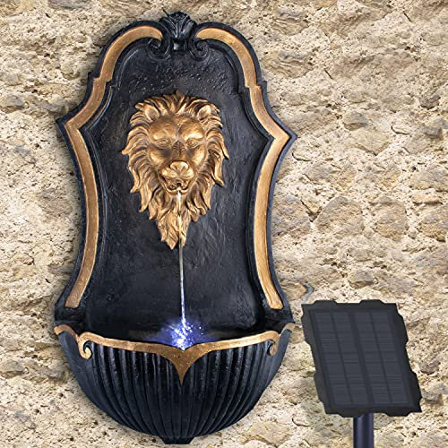 Fontaine de Jardin Solaire Fontaine Bain d'oiseaux Cascade Décoration de Jardin avec Pompe Jeu d'eau pour Jardin terrasse Fontaine Murale Balcon Veneziano Très décoratif Lampe LED de Jardin