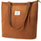 KALIDI Wasserdicht Cord Tasche mit Reißverschluss,Tote Bag Shopper Handtasche Damen Große Kapazität Umhängetasche für Arbeit Büro Reisen Einkaufen Schule und Alltag,Braun