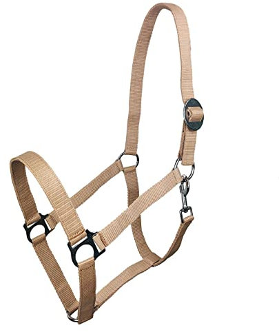York Nylonhalfter Halfter Genickstück Verstellbar durch Schiebeschnalle Harmony Pferdehalfter (Full, beige)