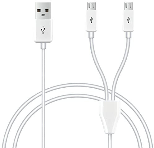 GELRHONR Câble répartiteur USB vers micro USB, câble micro USB 2 en 1, USB 2.0 A mâle vers 2 micro USB mâle 1 vers 2, câble adaptateur de synchronisation 1 m