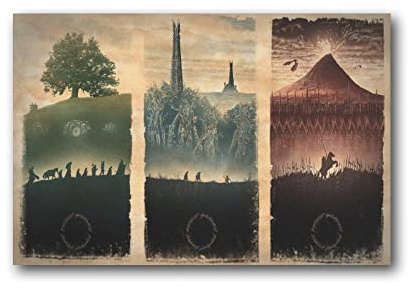 JIANGUAN Poster auf Leinwand, Motiv: Karte von Mittelerde, Der Herr der Ringe