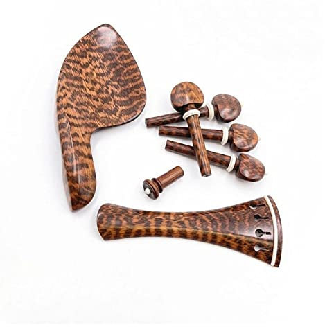 Violine Ersatz Teile 4/4 Full Size Schlangenholz Violine Zubehör Geschnitzte Geige Teile Set Saitenhalter Wirbel Kinnhalter Stachel (Color : 05)