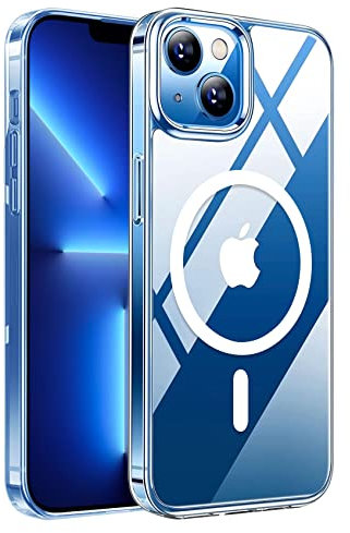 ULTRICS Magnetic Case for iPhone 13 Compatible with Mag-safe Wireless Charging, Shockproof Phone Bumper Cover with Drop Protection, Anti Yellowing, Slim and Anti-Scratch Back Cover- Clear