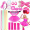 Kareeran 80s Fancy Dress for Women Girls, 80s Accessories Neon Leg Warmers Bumbag Tutu Skirt Wig Lace Bow Headband Sunglasses Fishnet Gloves for Dress Up Party