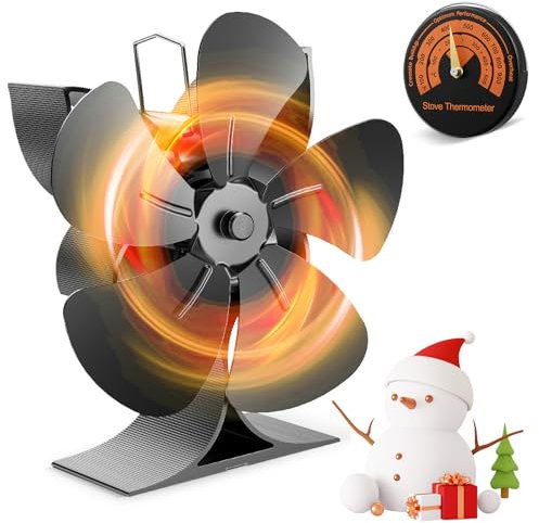 Yabumak Wood Stove Fan 5 Blades Fan Log Burner Fan Update Fireplace Fan for Wood Burning Stove deal Efficient Heat Distribution for Log Burner Fireplace and Wood Burner (5 Blades)