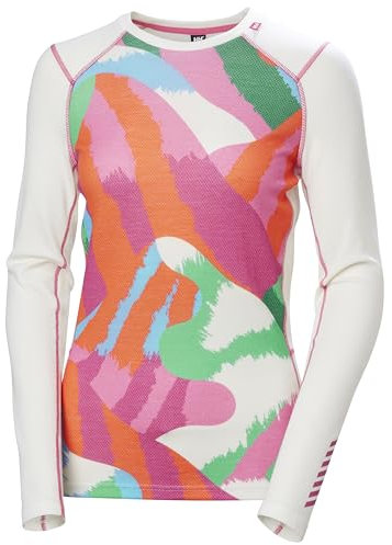 Helly Hansen Damen W Lifa Merino Midw Gra Crew Baselayer Jacket, 014 Off White Jpb Aop, M EU