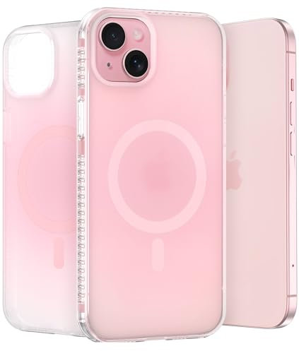 LONLI Hue - for iPhone 15 Plus Case [Compatible with Magsafe] - Frosted Pink - [10FT Drop Protection] [4 Airbag Cushioned Corners] - Cute, Unique and Aesthetic (2023)