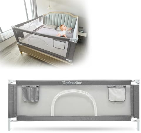DEALNASTAR Barandilla de cama para niños pequeños y niños, protector de cama de seguridad ajustable de 72 pulgadas con 28 engranajes de altura, barandilla universal para colchones individual