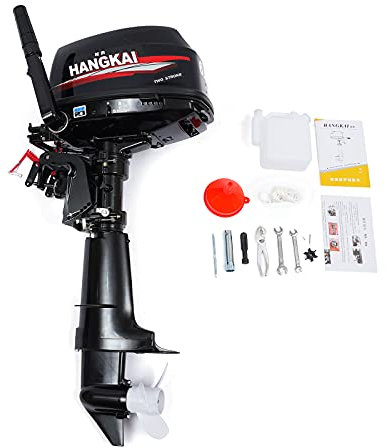 SICHENSH 6PS Benzin-Bootsmotor 2-Takt-Außenbordmotor Bootsmotor mit CDI-Zündanlage 102CC Aussenborder Benzinmotor Geeignet für Fischerboote, Yachten oder Kajaks (kurzer Schaft)