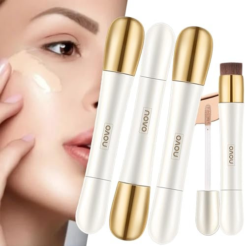 2 in 1 Foundation Anti-Wrinkle Concealer with Built-in Brush, Novo Foundation und Concealer Doppelkopf-Make-up-Stick, Wasserfeste Langlebige Anti-Falten-Concealer-Foundation (3Pcs-Mix)