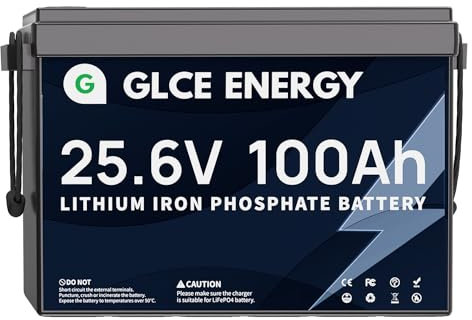 GLCE ENERGY 24V 100Ah LiFePO4 Batterie, Wiederaufladbare Lithium-Batterie,10 Jahre Lebensdauer,4000~15000 Zyklen,P65 wasserdichte, Lithium Akku für Camping, Wohnwagen,RV, Boote