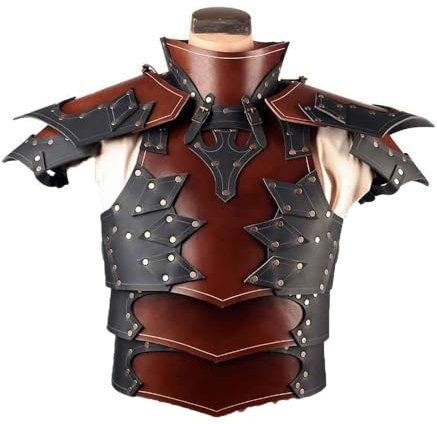 FHUILIJH Clear,40CM, Medieval Chest Armour for Men - Steampunk PU Leather Knight Breastplate - Cosplay Retro Battle Armour Vest - for Cosplay Costume Accessory