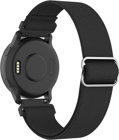 MoKo Uhrenarmbänder Kompatibel mit Garmin Venu 2S/Venu 3S/Vivoactive 4S/Vivomove 3S/Forerunner 255S/255S Music/265S, Dehnbar Nylon Armband, 18mm Elastisches Verstellbares Ersatzarmband, Schwarz