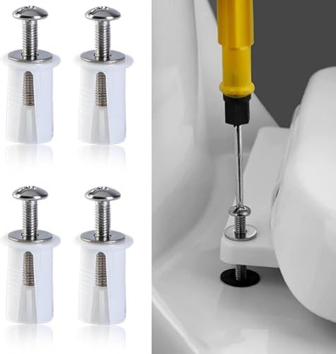 IBXWMNG 4 Piezas Tornillos Tapa WC, Universal Expansión Caucho Tuercas Tornillos,Fijaciones para Asiento de Retrete, Tornillo de Expansion para Tapa W,Bisagras Tapa WC