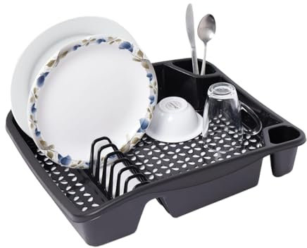 VR7 Dish Drainer Rack for Kitchen Perfect for Plates Cups Large Size Dish Drying Rack Black