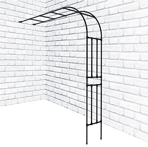 Metal Garden Arch, Steel Half Garden Arches, Garden Arch Against The Wall for Floral Vines, Outdoor Climbing Plant Support Pergola Arbor, for Roses, Vegetables, Rose Arch Decor (Color : Blac